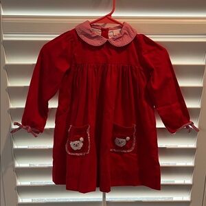 Red Kids Dress with Santa Pockets